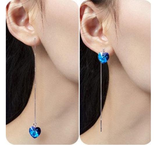 10pairs_Ocean-blue heart-shaped Swarovski crystal earrings_UK Seller_GCJ123