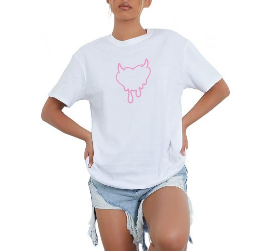 Joblot x11 Womens LOVE ISLAND Neon Devil Heart Casual T-Shirts Size: Small