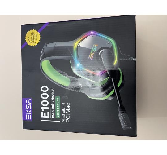 EKSA E1000 USB Gaming Headset for PC - Computer Headphones with Microphone/Mic Noise Cancelling, 7.1 Surround Sound Wired Headset & RGB Light