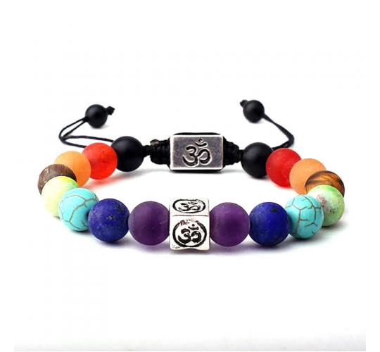 10pc_Unisex seven chakra energy stone bracelet with pull cord adjustable_UK Seller_GCJ212-3