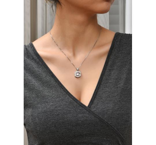 10pc_Stunning Silver Tone Two loves in one Crystal Necklace Pendant_UK Seller_GCJ220