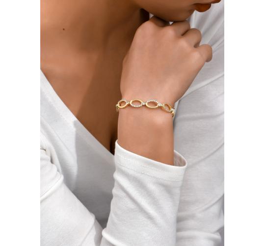 10pc_Gold Tone Multi-linked Infinity Bracelet with Premium Crystal_UK Seller_GSVB061-Gold