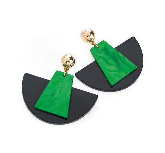 10pairs_Gold Colour Green and Black Marble Effect Drop Earrings_UK Seller_GCJ115
