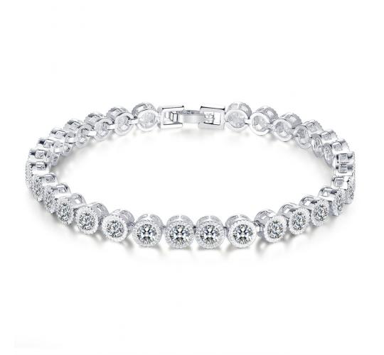 10pc_Silver Tone Cubic Zirconia Tennis Bracelet_UK Seller_GCJ149-Silver