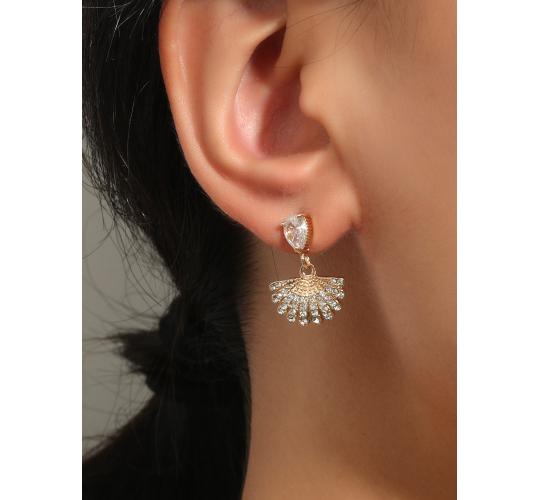 10pairs_Fan Shaped Drop Earrings_UK seller_GCJ176-Gold
