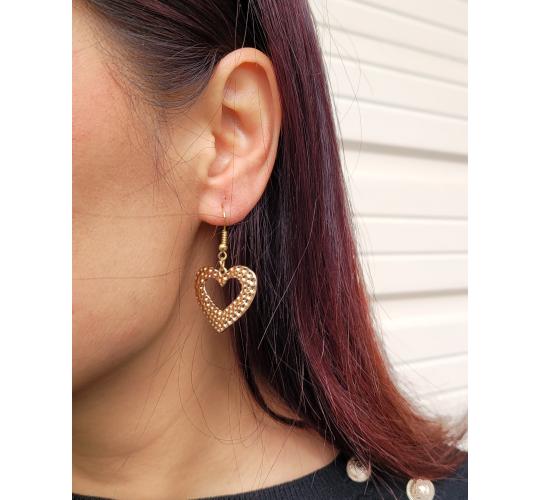 10pairs_Heart Shaped Gold Tone Dangling Drop Earrings_UK Seller_GCJ511