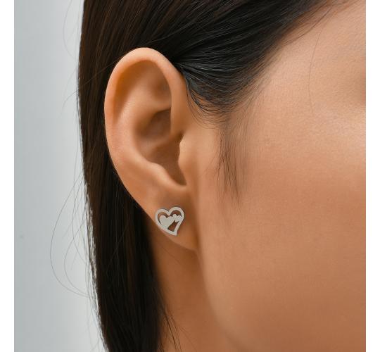 10pairs_Stainless Steel Double Love Heart Stud Earrings_UK Seller_GCJ519
