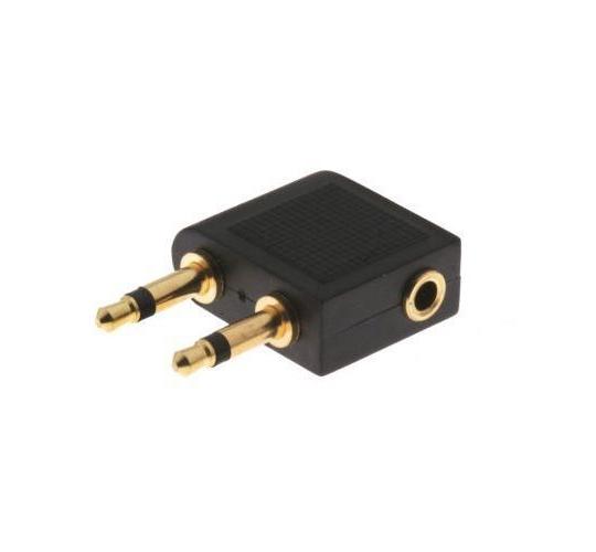 100 pcs Gold Plated Airplane Headphone Adapter for 3.5mm Plug Jack Socket Converter