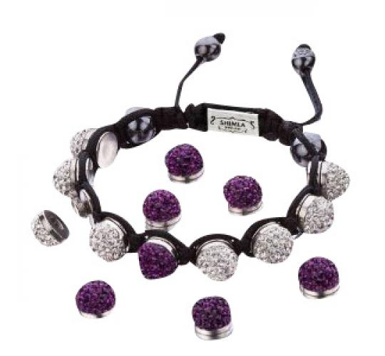 Joblot of 12 Shimla Bracelet Sets Interchangeable Purple 'Fireball' Studs SH112