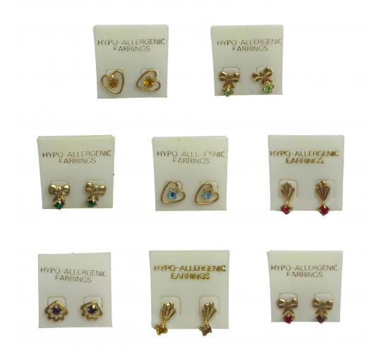 Wholesale Joblot of 1,080 Mixed Hypo-Allergenic Gold Coloured Fashion Earrings