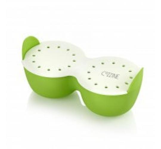 24 Cozzine Microwave Egg Poacher Color is Green and White item number cz-6001