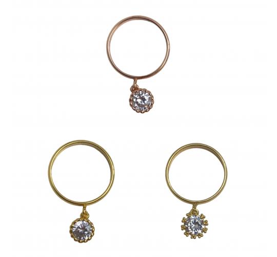 One Off Joblot of 16 Mixed Rhinestone Fashion Dangle Ring