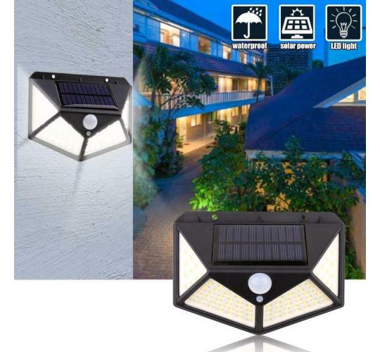 100LED Solar Power PIR Motion Sensor Wall Lights Outdoor Garden Security Lamp