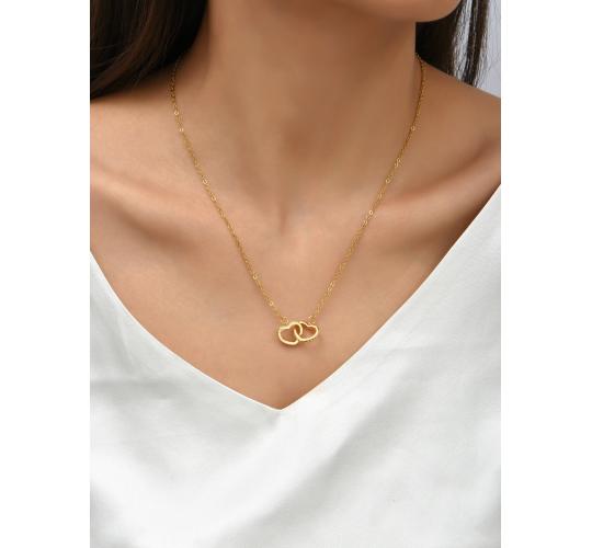 10pcs Gold Tone Linked Crystal Double Heart Pendant Necklace|GCJ292|UK SELLER