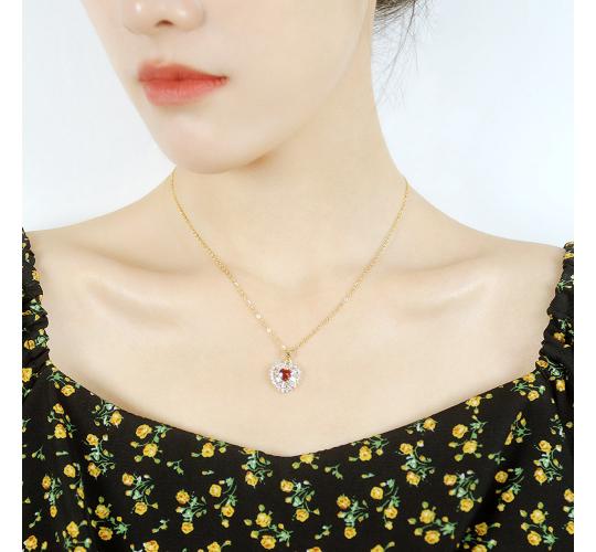 10pcs Gold Tone Red Crystal Love Heart-Shaped Necklace|GCJ293|UK SELLER
