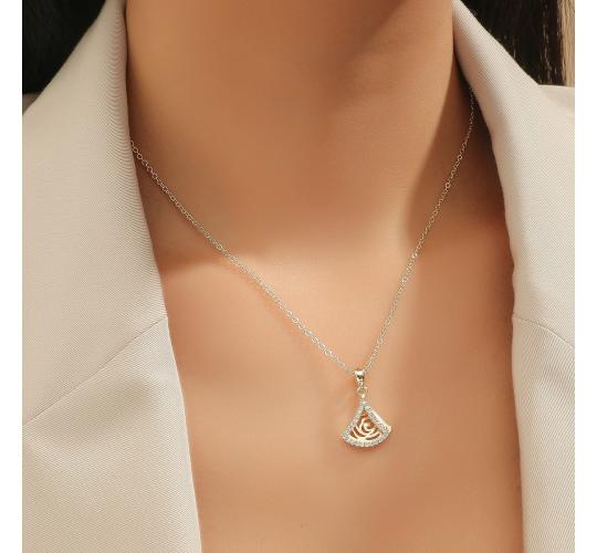10pcs Double Fan-Shaped Crystal Pendant Necklace|GCJ295|UK SELLER