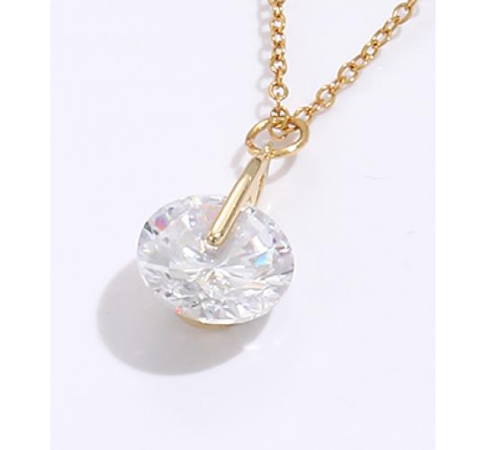 10pcs Gold Tone Solitaire Round Clear Crystal Pendant Necklace|GCJ303|UK SELLER