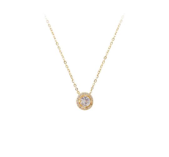 10pcs Gold Tone Round Halo Crystal Pendant Necklace|GCJ304|UK SELLER