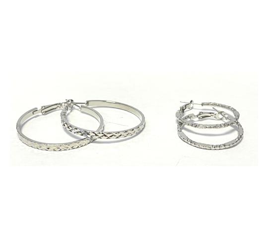 10 Pairs Silver Sparkle Cut Hoop Earrings 2 Sizes 5 Each (3cm and 4cm)|GCJ313|UK SELLER