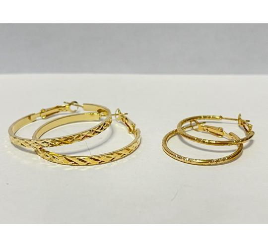 10 Pairs Gold Sparkle Cut Hoop Earrings 2 Sizes 5 Each (3cm and 4cm)|GCJ314|UK SELLER