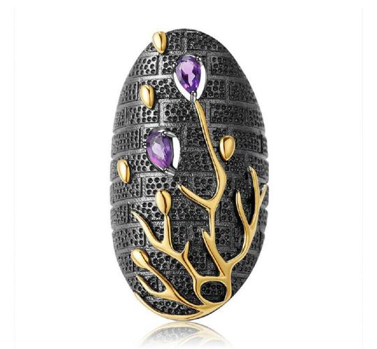 12pcs Tungsten Tree Purple Gemstone Gold Ring 3 Sizes 4 Each (Size: 6,8,10)|GCJ329|UK SELLER