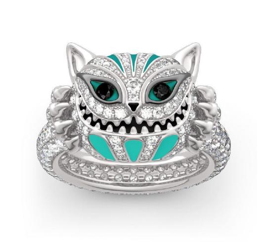 12pcs Skull Cat Face Stitch Crystal Filled Silver Tone Ring 3 Sizes 4 Each (Size: 8,9,10)|GCJ330|UK SELLER