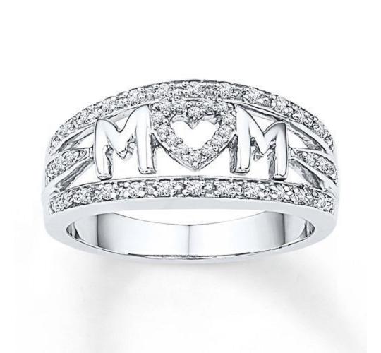 12pcs Mom Zircon Crystal Band Silver Tone Ring 4 Sizes 3 Each (Size: 6,7,8,9)|GCJ331|UK SELLER