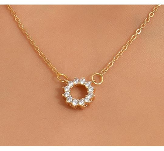 10pcs Hoop Crystal Simulated Clear Diamond Circle Round Pendant Necklace|GCJ342|UK SELLER