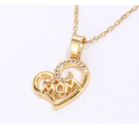 10pcs Heart Shaped MUM Crystal Gold Tone Pendant Necklace|GCJ347|UK SELLER