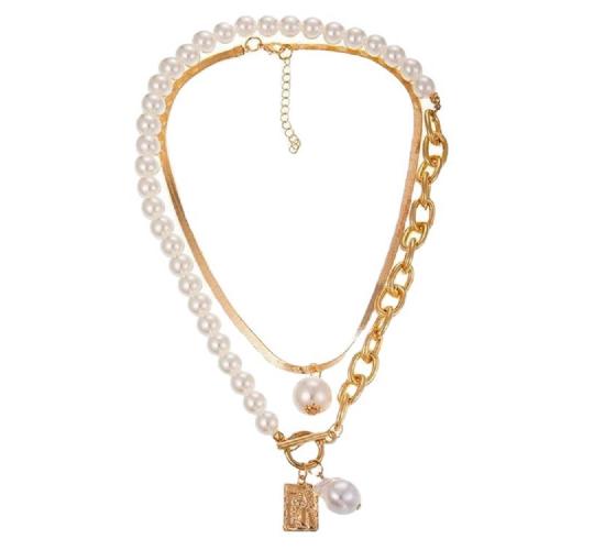 10pcs Gold Baroque Pearl Portrait Layered Chunky Chain Multilayer Choker Necklace|GCJ351|UK SELLER