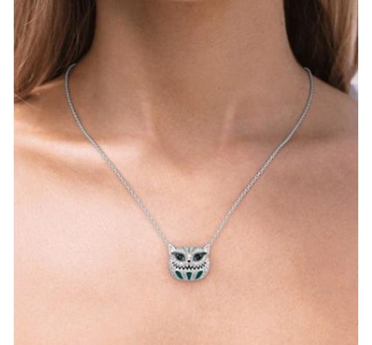 10pcs Skull Cat Face Stitch Blue Crystal Filled Pendant Necklace|GCJ353|UK SELLER