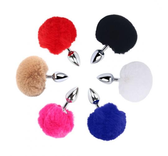 12pcs Fluffy Bunny Tail Metal Butt Plug - 6 Colours 2 Each|GCAP087|UK SELLER