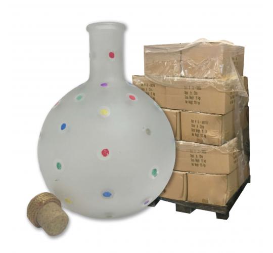 Pallets of 270 Vintage Shonfeld's Dotted Glass Carafe With Cork Stopper