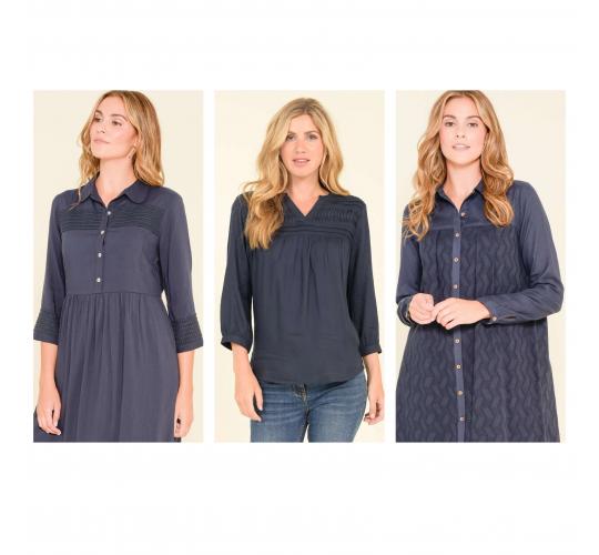 One Off Joblot of 50 Ladies Brakeburn Mixed Navy Blouses & Dress Shirts