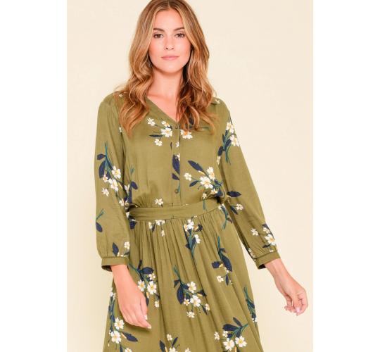 One Off Joblot of 12 Ladies Brakeburn Primrose Olive Maxi Shirt Dress - Size 8