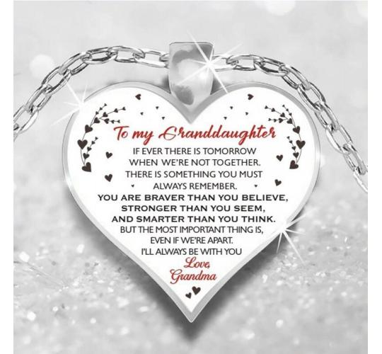 10pcs - To My Granddaughter Love Grandma Heart-shaped Silver Tone Pendant Necklace|GCJ365-Grandgaughter|UK SELLER