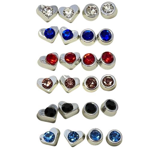 20 Pairs Nylon Posts Plastic Posts Crystal Stud Hypoallergenic Earrings- 6 Random Colours|GCJ369|UK SELLER