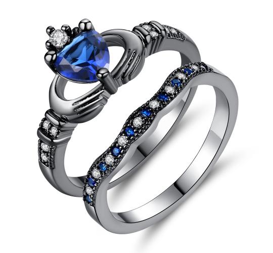 12pcs Black Double Ring Set Made with Crystal from Swarovski - 4 Sizes 3 Per Size|GCJ089-K,M,P,R|UK SELLER