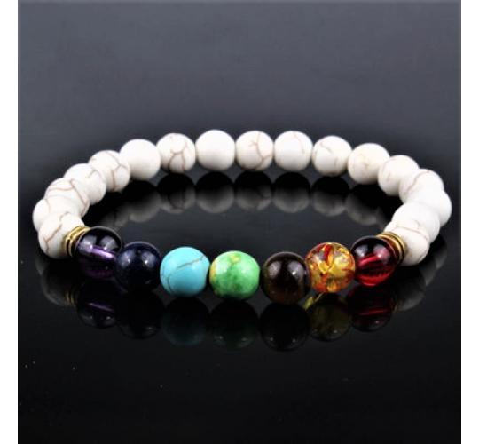 10pcs - Howlite and Multi-Color Unisex Stone Bracelet|GCC001-10|UK SELLER