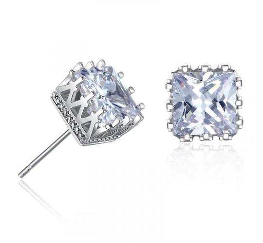 20 pairs - Princess Cut Crown Zircon Crystal Mini Stud Earrings|GCC046|UK SELLER
