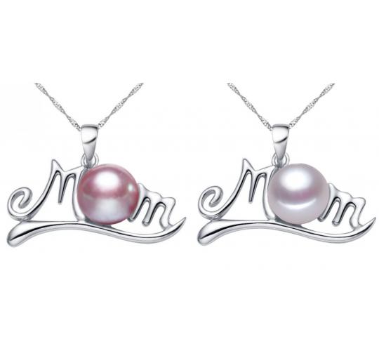 10 pcs - Mum Freshwater Pearl Pendant Necklace in Colour White and Purple– 2 Colours 5 Each|GCC073-white/purple|UK SELLER