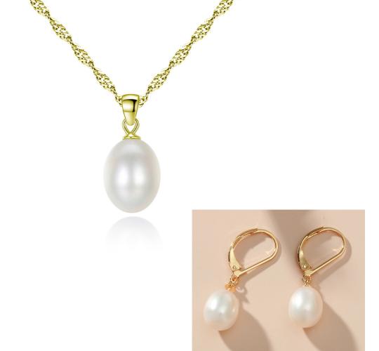 20 pcs - Stunning White Freshwater Pearl Gold Tone Pendant Necklacel and Earrings Sets (10 Sets)|GCJ222+GCJ236|UK SELLER