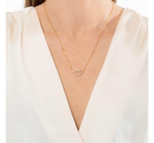 Double circle gold plated necklace 