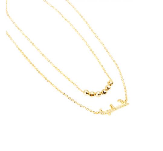 Double layered necklace arabic LOVE symbol - Gold Plated