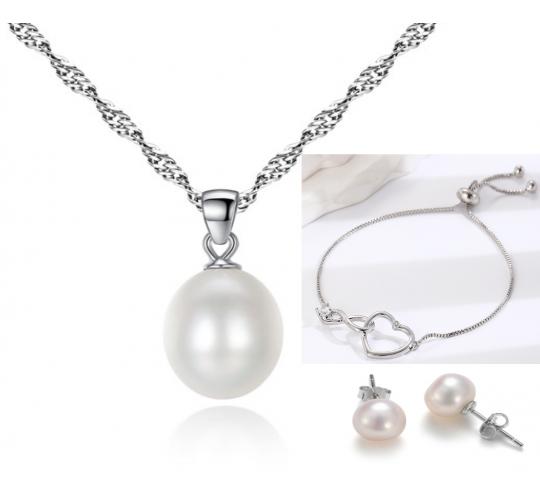 30 pcs - Freshwater Pearl Pendant Necklace Silver Tone Bracelet Earrings