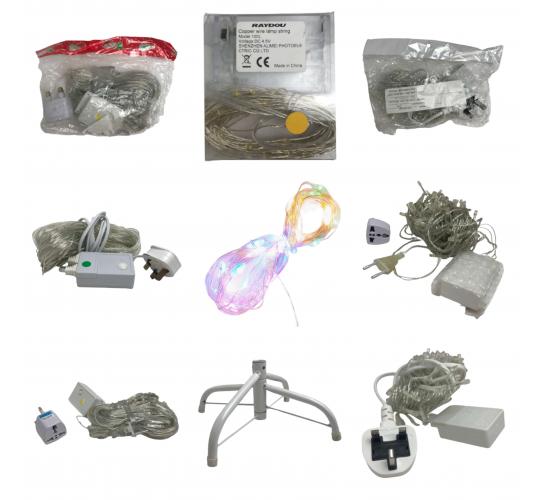 One Off Joblot of 22 Mixed Size & Colour Christmas LED Lights + Tree Stand