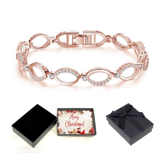 10 pcs - Rose Gold Multi-linked Infinity Bracelet With Christmas Gift Box|GSVB061-Rosegold-Plain-XmasBox|UK SELLER