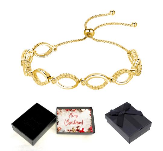 10 pcs - Gold Plated Adjustable Multi-Link Infinity Bracelet With Christmas Gift Box|GSVB061-Gold-Plain Adjustable-XmasBox|UK SELLER