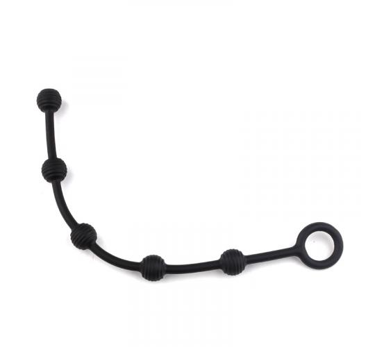 10 pcs - Flexible Silicone Textured Anal Beads - Black|GCAP092-Black|UK SELLER