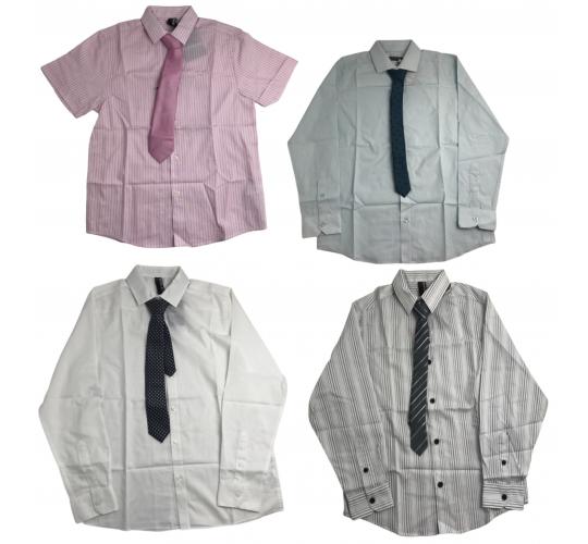 One Off Joblot of 10 Ex-Chain Store Boys Shirt & Tie Sets 5 Styles Various Sizes